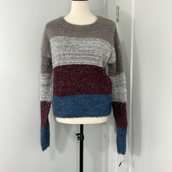 NWT Art Class XXL Striped Colorblock Metallic Sparkle Sweater - Picture 2 of 9